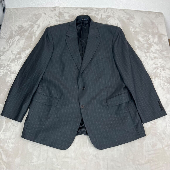 Brooks Brothers 346 Blazer Mens 48R Grey Pinstripe Two Button Wool Sport Coat - Picture 1 of 15